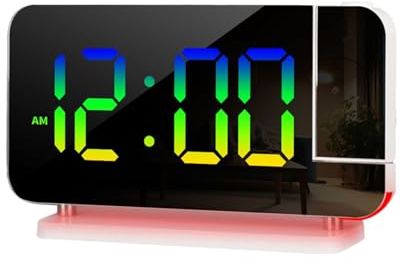 Digital väckarklocka - LED-projektionsklocka med justerbar ljusstyrka | Tidsprojektor med dubbla skärmar vägg och tak | LED-skärm för sovrum, vardagsrum, kontor, nattduksbord, flik