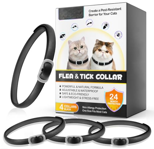 4 Pack Adjustable Flea Collars for Cats | Water-Resistant