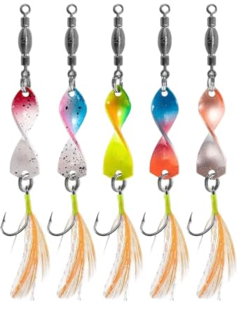 5 Piezas Cucharillas Pesca Trucha Rotación de 360°Cucharillas Pesca | Anzuelos de Pesca Alta Reflectividad Antienredos Ligero Fishing para Todo Tipo de Peces y La Pescas Arroyos, Lagos Embalses