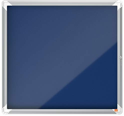 Nobo Felt Lockable Notice Board 6 x A4, Premium Plus, Blue, 1902555