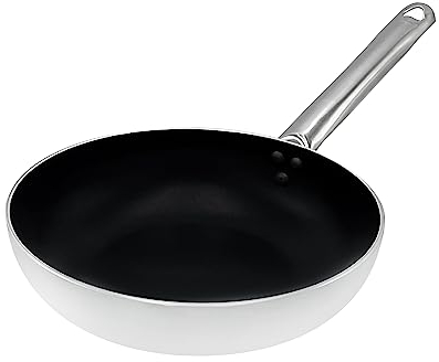 Pentole Agnelli Alluminio Antiaderente 3 mm Padella Svasata Alta a Saltare con Manico Inox Tubolare , Argento, 20 cm