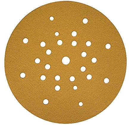 Mirka Papel de lija Gold Ø 225 mm cierre adhesivo 27 agujeros P240 | Papel de lija P240 cierre adhesivo 27 agujeros 25 discos para yeso masilla aglomerado madera laca