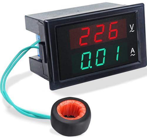 KETOTEK Digital Ammeter Voltmeter AC 80V-300V 100A, 2in1 Multimeter Panel 110V/220V, Volt Amp Meter LED Display Voltage Amperage Detector Tester Gauge with Current Transformer CT