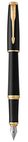 Parker Urban Fountain Pen | Muted Black with Gold Trim | Fine Nib with Blue Ink | Gift Box