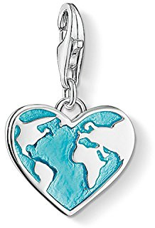 Thomas Sabo Damen Charm-Anhänger Herz Welt Charm Club 925 Sterling Silber 1429-007-17