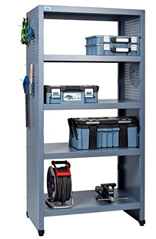 Küpper Werkstattregal Modell 89202 Silbergrau, Stabiles Metallregal 180 x 91 x 53 cm, 5 Fachböden je 75 kg Traglast, Schwerlastregal mit Schlüssellochung für Systemhalter – Made in Germany