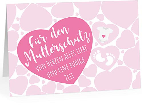 XXL Abschiedskarte (A4) | Mutterschutz - Viele Herzen Rosa | mit Umschlag | edle und hochwertige Klappkarte | Zum Abschied Baby-Pause | Große Karte für Ihre Kollegin | Maxi Karte | Überformat