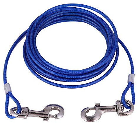Fdit Hundeleine, strapazierfähig, kaufest, langer Stahldraht, Sicherheitskabel, 5 mm x 5 m, Blau