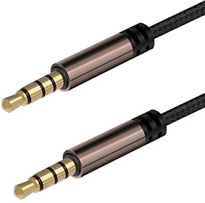 LoongGate AUX Kabel 4-Pol, 3,5 mm Nylon geflochten Tangle-Free Auxiliary Stecker zu männlichen Stereo-Buchse Kabel 1m