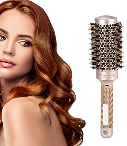 Sonew Keramische Rundbürste, Gold Haarbürste Friseur Curling Frisur Pinsel Professionell Friseur Rundbürste für Glanz Und Glätte(45mm)