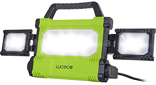 Luceco Foco de Trabajo LED 50W, Luz Portátil IP65 Impermeable, Lampara Portátil para Obras, Jardines, Automóviles, Garajes