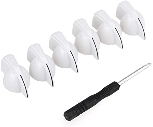 Musiclily Pro Imperial Zoll Größe Gitarrenverstärker-Effektpedal Potiknopfe Chickenhead Pointer Knobs, Aged White (6er Set)