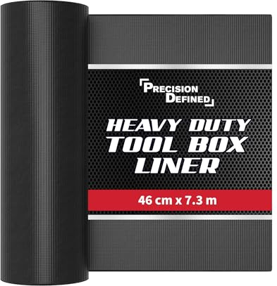 Precision Defined Professional Grade Tool Box Liner, Black | Tool Box Drawer Liner, Shelf Liner Non Slip Mat, Thick Cabinet Shelf Liner, Toolbox Drawer Liners, Tool Chest, Workbench Mat (24 ft x 18)