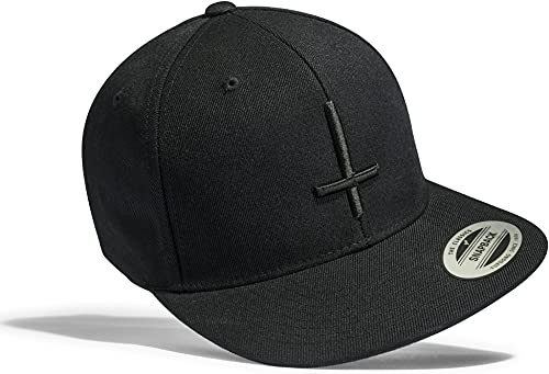 Cap: Petruskreuz – Flexfit snapback – omvänt kors Black Metal Satan Pentagram Cross Hail djävul – Urban Streetwear Basecap – män man kvinnor – Baseball-cap – Hip-Hop Rap keps