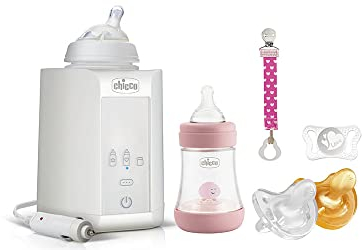 Chicco 5 Starter Set de Lactancia, niña, Biberón anticólico, Clip, Calentador de Bebidas, Gomas, Rosa