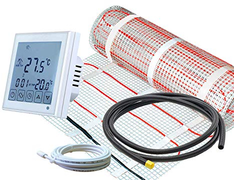 ew direkt Komplett-Set elektrische Fußbodenheizung SunPro 160 für Fliesen, Naturstein mit Thermostat RT-60 Wlan (1 m² - 0,5 x 2 m)