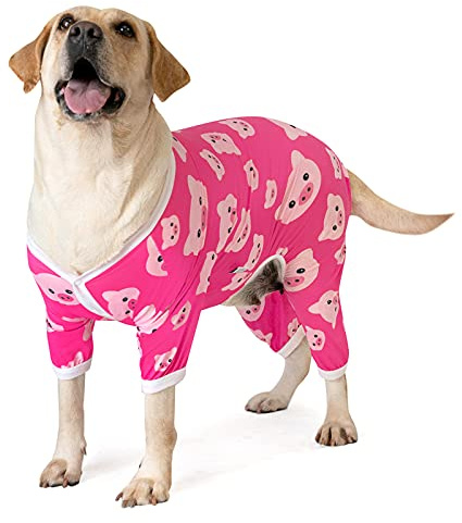 CuteBone Big Dog Kleidung Pitbull Golden Retriever Post-Chirurgie Anzug Stretchy beruhigende Angst Haustier Pyjamas Shirts Schuss Anzüge Onesie für mittlere/große Hunde Labrador Bully ZP01L-DE