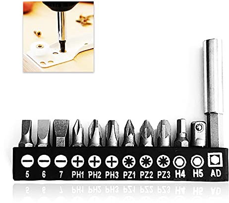 Screwdriver Bit Set Mixed 11 PCS+ Drill Bit Holder 60MM Screwdriver Bits Holder Universal 1/4” Hex Shank Quick Release Magnetic Drill Bit Holder Flexible Drill Bit Extension YS6