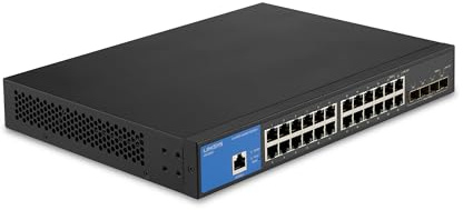 Linksys Switch Manageable Gigabit à 24 Ports Avec Emplacements pour 4 Ports 10 G Uplink Sfp+ Lgs328C-Eu (ethernet, Séparateur Avec Boîtier Métallique, Bureau Ou Mur)