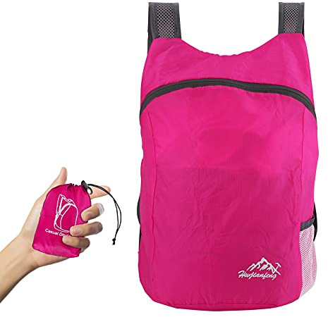 TSLBW Ultraleichter, faltbarer Rucksack, kleiner Wanderrucksack, langlebig, leicht, verstaubar, für Damen und Herren, für Outdoor-Sport, Reisen, Wandern, Camping, Radfahren, 1-Rose, S