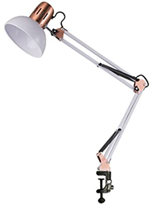 SXYSXYSXY Klemmleuchte Architektenlampe Amerikanischen Schreibtischlampe Arbeitslampe Verlängern Gelenkarm Verstellbare Klemmbare Tischlampe Büro Leselampe Metall Arbeitsplatzleuchte E27,Weiß