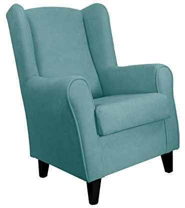 MUEBLIX.COM | Sillón Butaca Orejero Lisboa | Sofa con Orejas | Butacas de Salón Modernas | Butaca Confortable | Patas Enroscadas | No Montaje | Color Azul