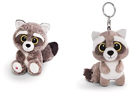 NICI 45569 Glubschis Waschbär Clooney ca 25cm Plüsch Kuscheltier & 45550 Glubschis Schlüsselanhänger Waschbär Clooney ca 9cm Plüsch