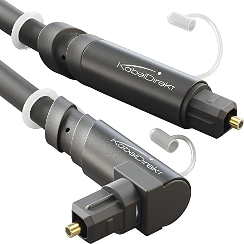 KabelDirekt - TOSLINK-Kabel 90° Gewinkelt Mit 0% Signalverlust - 3 m Glasfaserkabel für Soundbar, Stereoanlage, Verstärker, Heimkino, Xbox One/PS4 (Optisches Audiokabel)