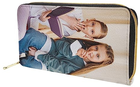 EKMON Personalisierte Foto Geldbörse/Damen Geldbörse mit Reißverschluss-Brieftaschen-Geschenk für Mutter, Ehefrau, Freundin, Schwestern, Beste Freunde zum Jubiläumsgeburtstag.