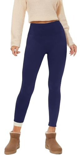 AMIYOYO Thermal Leggings Women Thick Fur Fleece Lined Leggings High Waisted Winter Warm Black Soft Tights Tummy Control Gym Yoga Fitness Stretchy Pants Trousers