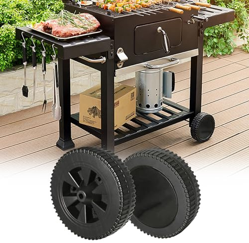 Grillräder Ersatzteile, 2 Stück 6 Zoll Gasgrills Räder Grill Räder Ersatzteile Kunststoff Radgrill Ersatzteile BBQ Wheel Kit Grill Räder Teile mit Radabdeckung für Charbroil (6 inchs)