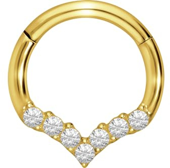 PIERCINGLINE Segmentring Clicker spitz mit eingefassten Kristallen - Piercing für Nase, Septum, Ohr, Helix oder Tragus in 4 Farben