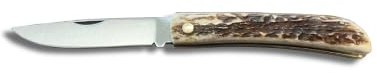 AUSONIA - 23247 COUTEAU DE POCHE CHASSE CHASSEURS DE 19 CM AVEC LAME INOX AISI420 SATINÉE DE 7,5 CM AVEC ONGLE ET POCHE EN CORNE DE CERF