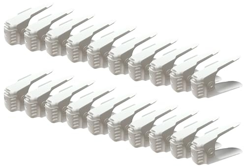 AMOS Shoe Slots Pack Of 20 Space-Saving Adjustable Shoe Storage Organiser with 3-Level Height, Non-Slip Shelf Holder, Plastic White