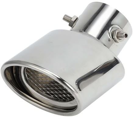 VekAuto Gebogener Schräger Auspuff-Tipp Silber 1 Stk Bolt On | Material: Edelstahl, Einlass: 58mm 2.3, Auslass: 100mm 3.9, Länge: 135mm 5.3, Universal Für Auto Und Lkw