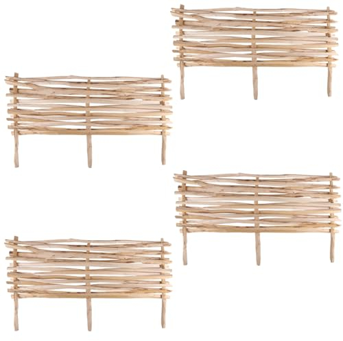 4X Beeteinfassung Beetumrandung Rasenkante Haselnuss Holz 4er Set Holz 102x40cm