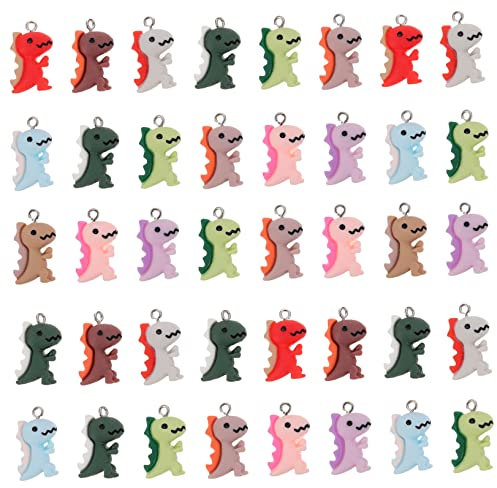 Hohopeti 50stücke Dinosaurier Charms Schmuckzubehör Zarte Dinosaurier Statue Hängendes Dekor Anhänger Für Kette Armband Schlüsselanhänger