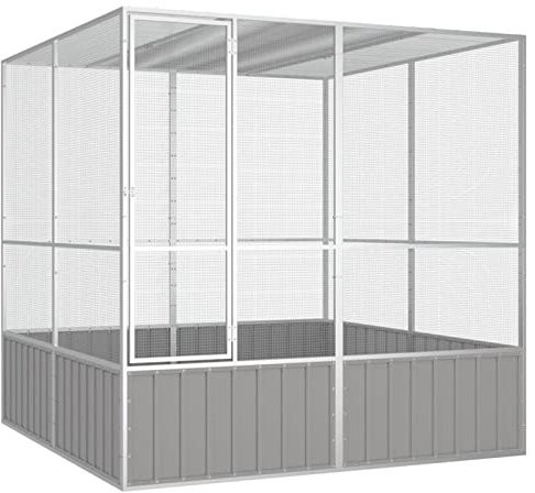 Xichuzi Vogelkäfig, Voliere, Wellensittich Käfig, Papageienkäfig, Vogelvoliere, Vogel Käfig, Birdcage, Papagei Käfig, Grau 213,5x217,5x211,5 cm Verzinkter Stahl