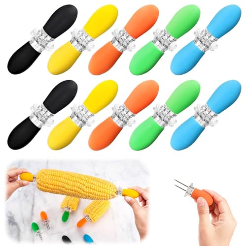 Corn Holders, 20 Pcs Corn Cob Holders, Stainless Steel Corn on The Cob Holders with Silicone Handle, BBQ Fork Skewers for Camping Home Cooking Parties