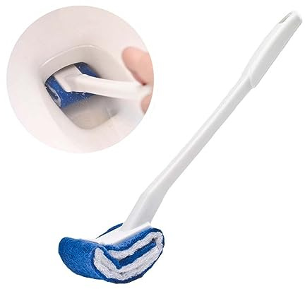 Magiclulu Scopino Bagno Wc in Plastica Con Spazzola Sostituibile a 360 Gradi Setole Resistenti Per Pulizia Profonda Senza Graffi Accessorio Bagno Bianco Manico Ergonomico