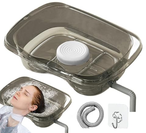 Luieonm Lavabo de pelo, lavado de pelo en la cama, bandeja de tazón de champú portátil para usar en la cama para lavar el cabello con manguera de drenaje, cortes de pelo y tinte para el cabello,