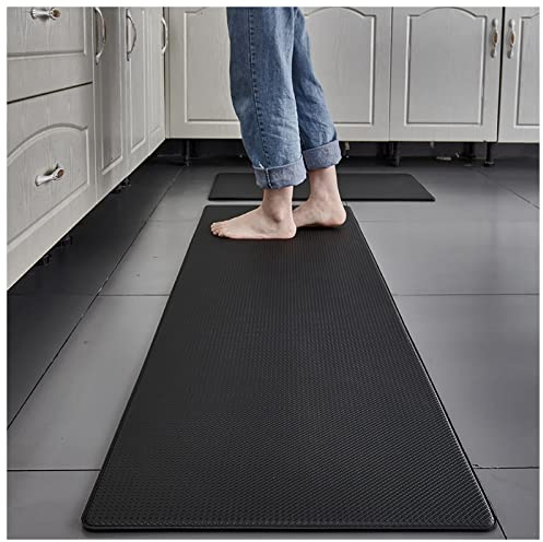 Komfortable Anti-Ermüdungsmatte, wasserdicht, rutschfest, Schaumstoffmatte für Küche, Büro und Spüle, dick gepolsterte Stehmatte, 45 cm x 150 cm, Schwarz