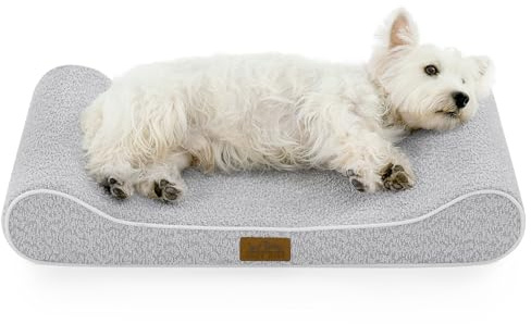 COZY KISS Cuccia per Cani Lavabile, 76x50x12cm, con Bordo Rialzato - Materasso Ortopedico per Cani a Forma di Barca, Impermeabile e Antiscivolo, Adatto ad Animali Domestic fino a 16kg, Grigio