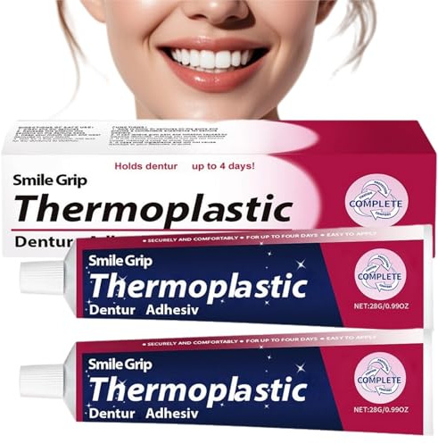 2Pcs Dentu/re Adhesive Cream,Long-Lasting Fixative Cream to Secure Den/tures,False Teeth Adhesive, Thermoplastic D/enture Adh/esive, D/ental Glue for Crowns, D/enture Repair Glue,Den/ture Fixative
