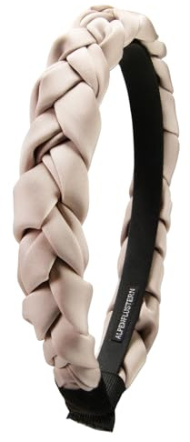 Alpenflüstern Trachten-Haarreif Satin Flechtoptik schmal - Damen Haarschmuck rutschfest, Haarband geflochten fürs Dirndl (taupe) ADV164