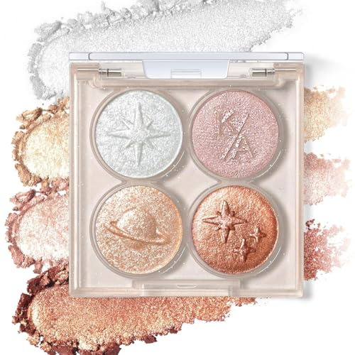 Muorruo Duokrom holografisk ögonskuggspalett med glitter, färgskiftande skuggor i kameleonstil, glänsande metallpulverskuggor, highlighter för inre ögonvrån,