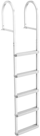 VEVOR Removable Dock Ladder, 5 Steps, Aluminum Alloy Pontoon Boat Swim Ladder, with Non-Slip Wide PP Steps, 500 lbs Weight Capacity, Quick Release Design, for Lake Swimming, Pool, Marine Boarding