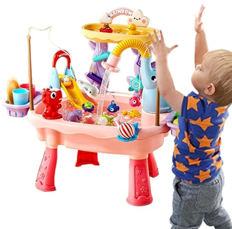 Kanoauo Kinderwassertisch,Angelspielzeug mit Elektropumpe - Outdoor-Wasserspielzeug,Für Und Mädchen Garten Hinterhof Terrasse Camping Kita Zuhause Badezimmer Spielzimmer Urlaub Geburtstag