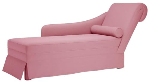 Qnhdfrt Chaiselongue Samt Rosa - Elegante Recamiere mit Nackenrolle und rechter Armlehne - Komfortable Relaxliege 145 x 56 x 70 cm für Wohnzimmer und Schlafzimmer - Modernes Design
