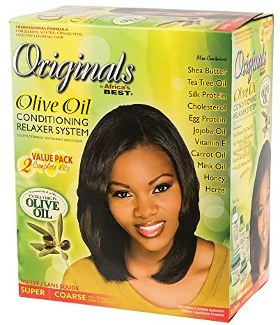 Originals By Africa's Best Olive Oil Conditioning Relaxer System 2-Pack, Helps Repair, Rebuild and Restore Your Hair's Elasticity and Softens & Shines, Designed for Coarse Hair Textures